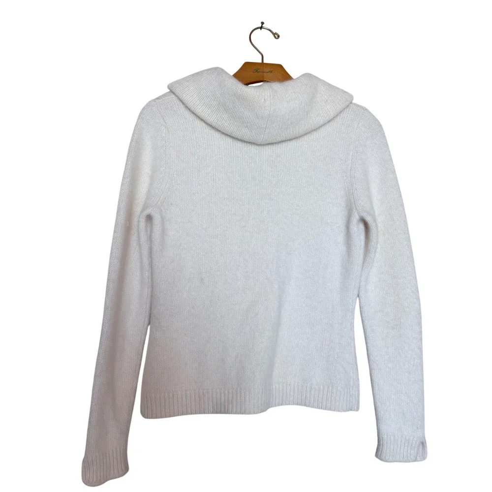Y2K 90s ANN TAYLOR Angora Cream‎ Shawl Collar Button Front Cardigan Sweater MP